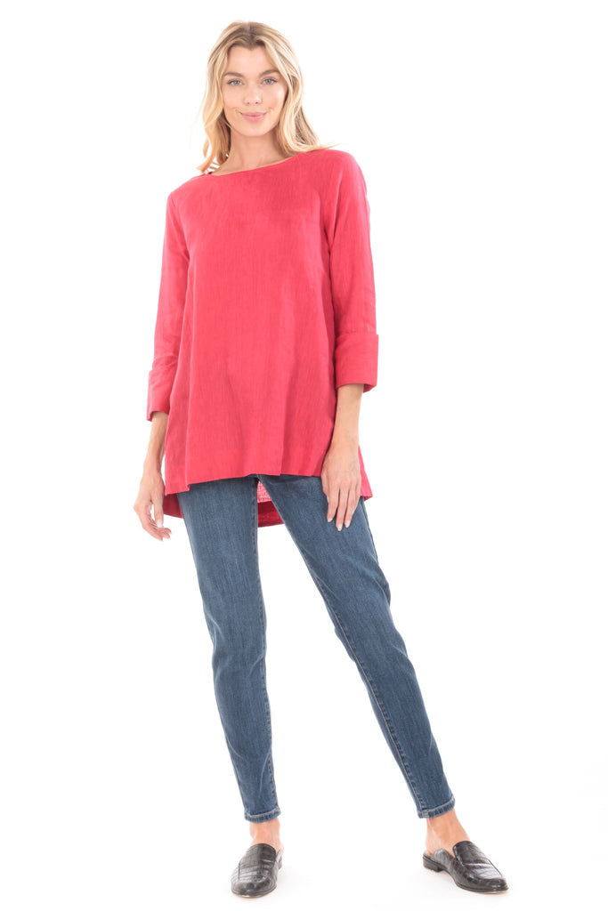APNY Linen Fit And Flare Red Tunic-Tunics-APNY-Deja Nu Boutique, Women's Fashion Boutique in Lampasas, Texas