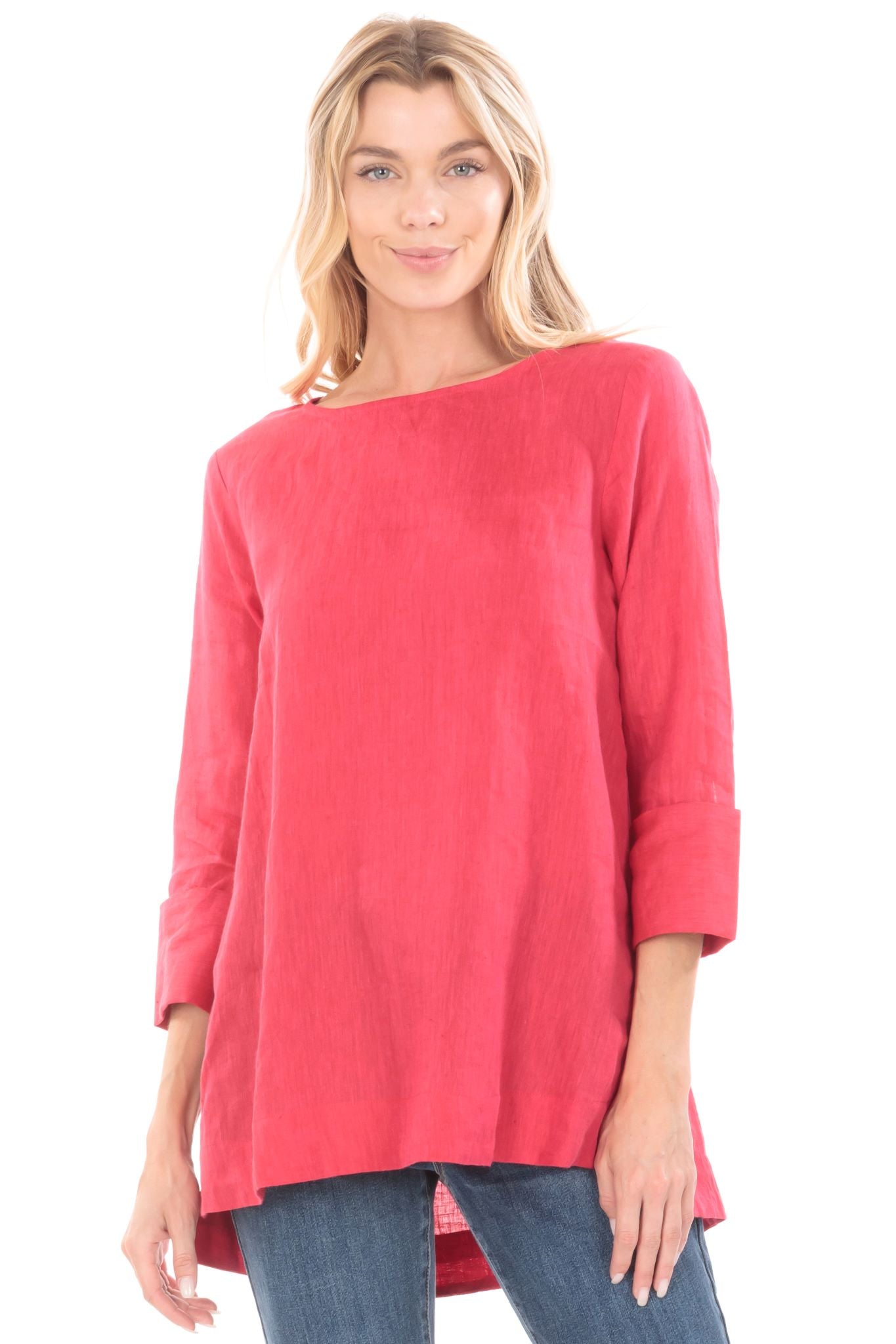 APNY Linen Fit And Flare Red Tunic-Tunics-APNY-Deja Nu Boutique, Women's Fashion Boutique in Lampasas, Texas