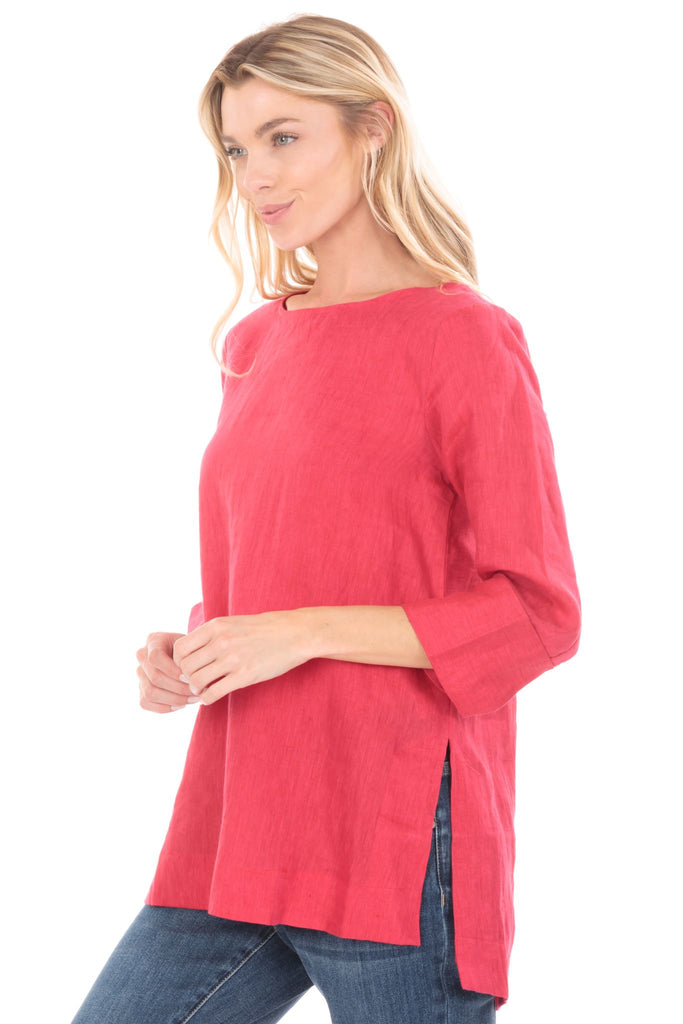 APNY Linen Fit And Flare Red Tunic-Tunics-APNY-Deja Nu Boutique, Women's Fashion Boutique in Lampasas, Texas