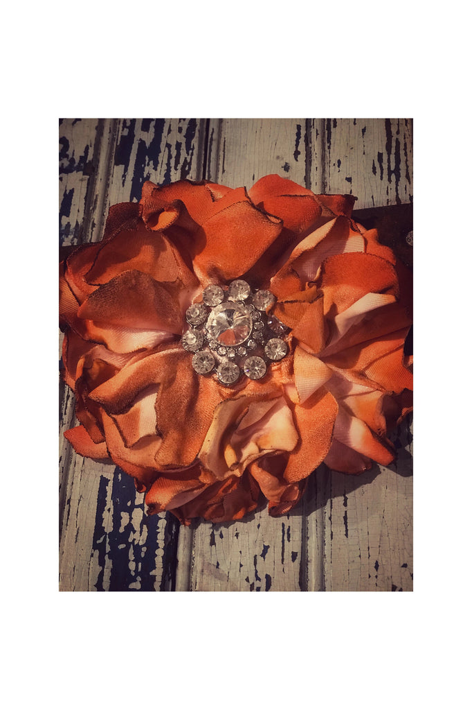 A Rare Bird Rust Hand Dyed Velvet Flower Slide-Tee Shirt Clips-A Rare Bird-Deja Nu Boutique, Women's Fashion Boutique in Lampasas, Texas