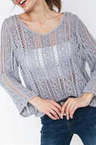 Adora Blue Criss Cross Back Sweater O/S-Sweaters-Adora-Deja Nu Boutique, Women's Fashion Boutique in Lampasas, Texas