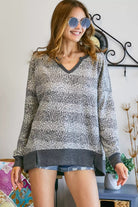 Adora Grey Cheetah V Neck Loose Fit Top Plus-Curvy/Plus Tops-Adora-Deja Nu Boutique, Women's Fashion Boutique in Lampasas, Texas