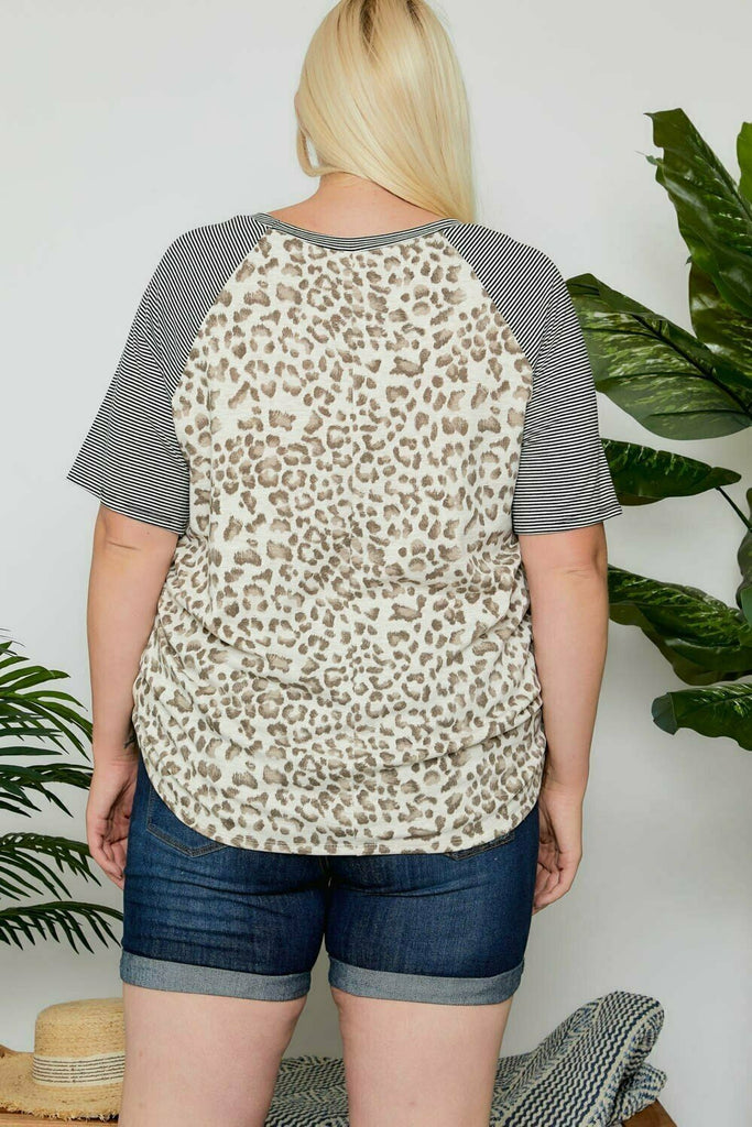 Adora Leopard Short Sleeve Plus Top-Curvy/Plus Tops-Adora-Deja Nu Boutique, Women's Fashion Boutique in Lampasas, Texas