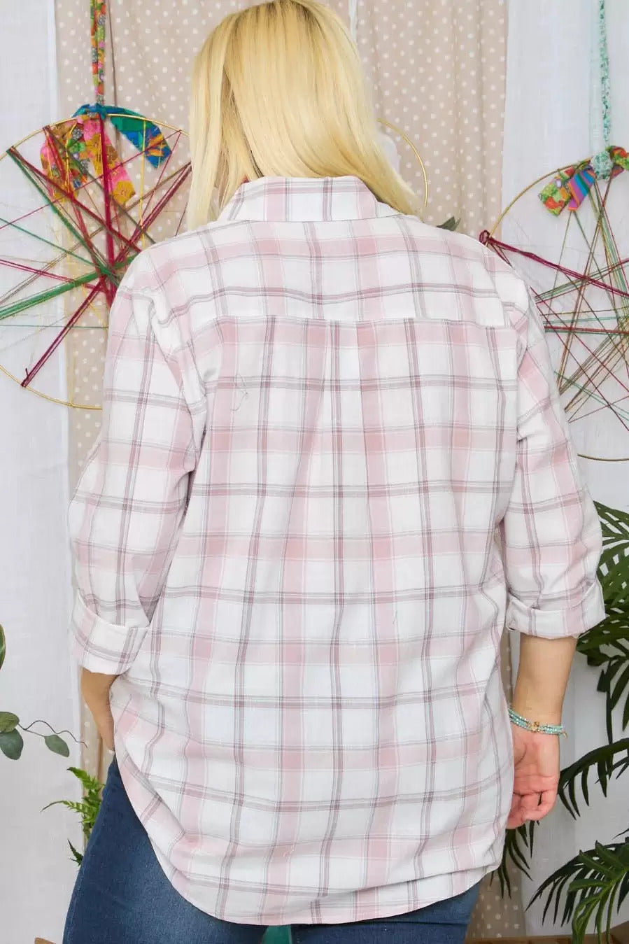 Adora Mauve Check Flannel Shacket Plus-Curvy/Plus Tops-Adora-Deja Nu Boutique, Women's Fashion Boutique in Lampasas, Texas