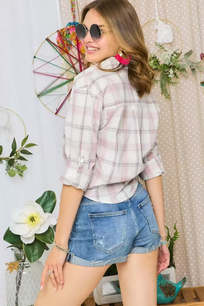 Adora Mauve Check Flannel Shacket-Shackets-Adora-Deja Nu Boutique, Women's Fashion Boutique in Lampasas, Texas