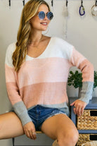 Adora Multi Color Block Fuzzy Knit Sweater-Sweaters-Adora-Deja Nu Boutique, Women's Fashion Boutique in Lampasas, Texas