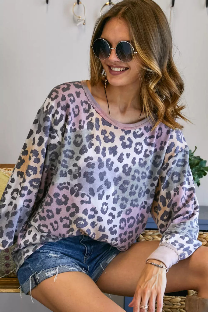 Adora Olive Mauve Leopard Print Tunic Top-Tunics-Adora-Deja Nu Boutique, Women's Fashion Boutique in Lampasas, Texas