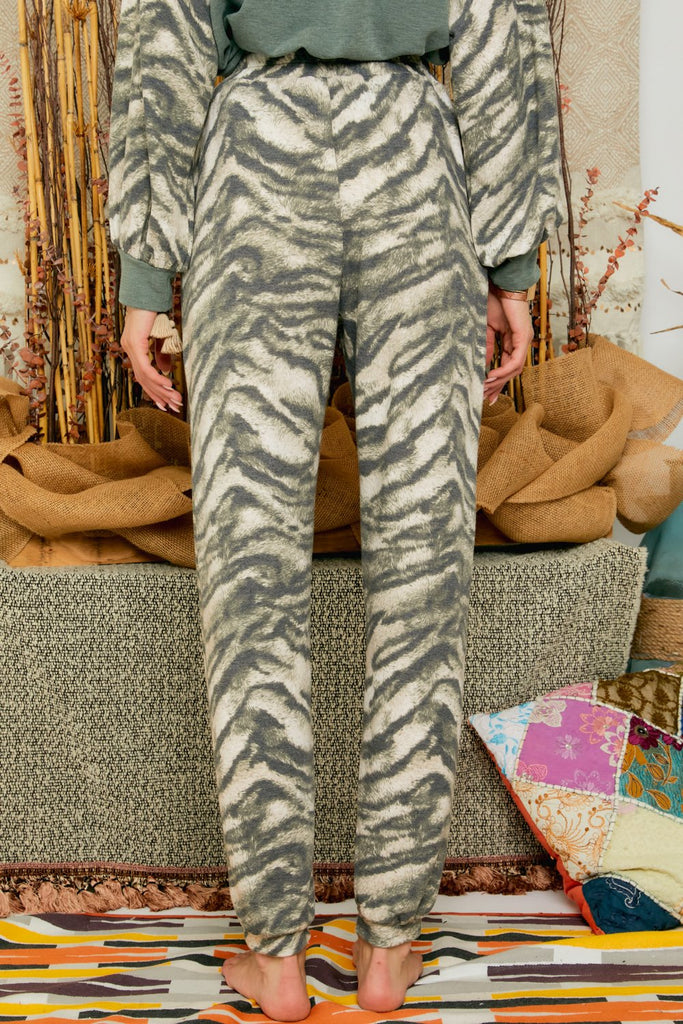 Adora Olive Zebra Lounge Pants-Athleisurewear-Adora-Deja Nu Boutique, Women's Fashion Boutique in Lampasas, Texas