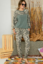 Adora Olive Zebra Lounge Pants-Athleisurewear-Adora-Deja Nu Boutique, Women's Fashion Boutique in Lampasas, Texas