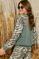 Adora Olive Zebra Lounge Top-Lounge Wear-Adora-Deja Nu Boutique, Women's Fashion Boutique in Lampasas, Texas