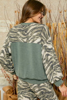 Adora Olive Zebra Lounge Top-Lounge Wear-Adora-Deja Nu Boutique, Women's Fashion Boutique in Lampasas, Texas