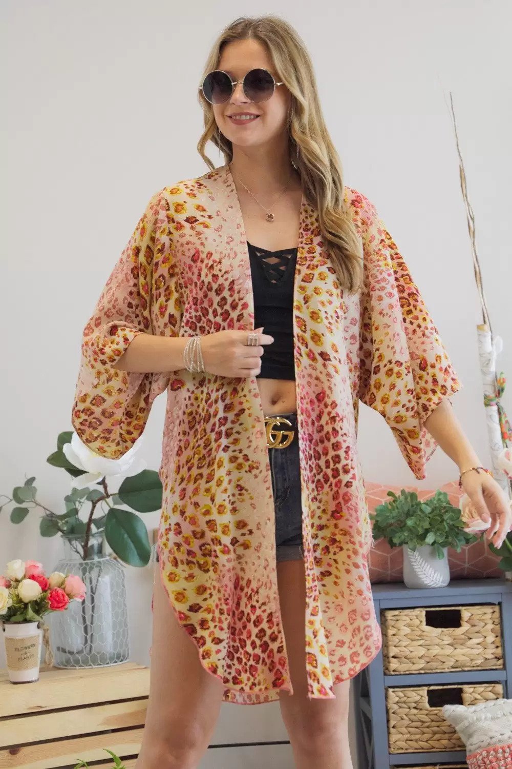 Adora Open Front Leopard Print Kimono Plus-Curvy/Plus Outerwear-Adora-Deja Nu Boutique, Women's Fashion Boutique in Lampasas, Texas