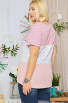 Adora Peach Floral And Leopard Color Block Top - Plus-Curvy/Plus Tops-Adora-Deja Nu Boutique, Women's Fashion Boutique in Lampasas, Texas