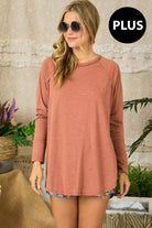 Adora Plus Crew Neck Long Sleeve Top-Curvy/Plus Basics-Adora-Deja Nu Boutique, Women's Fashion Boutique in Lampasas, Texas