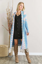 Adora Sky Blue Pastel Tassel Tribal Cardigan-Cardigans & Kimonos-Adora-Deja Nu Boutique, Women's Fashion Boutique in Lampasas, Texas