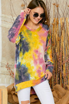 Adora Water Colored Tie Dye Cold Shoulder Tunic-Tunics-Adora-Deja Nu Boutique, Women's Fashion Boutique in Lampasas, Texas