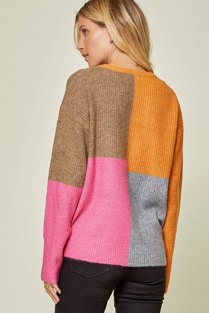 Andree By Unit Knit Multi Color Block Sweater-Sweaters-Andree By Unit-Deja Nu Boutique, Women's Fashion Boutique in Lampasas, Texas