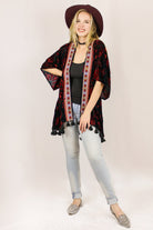 Avani del amour Velvet Burnout Kimono-Cardigans & Kimonos-Avani del amour-Deja Nu Boutique, Women's Fashion Boutique in Lampasas, Texas