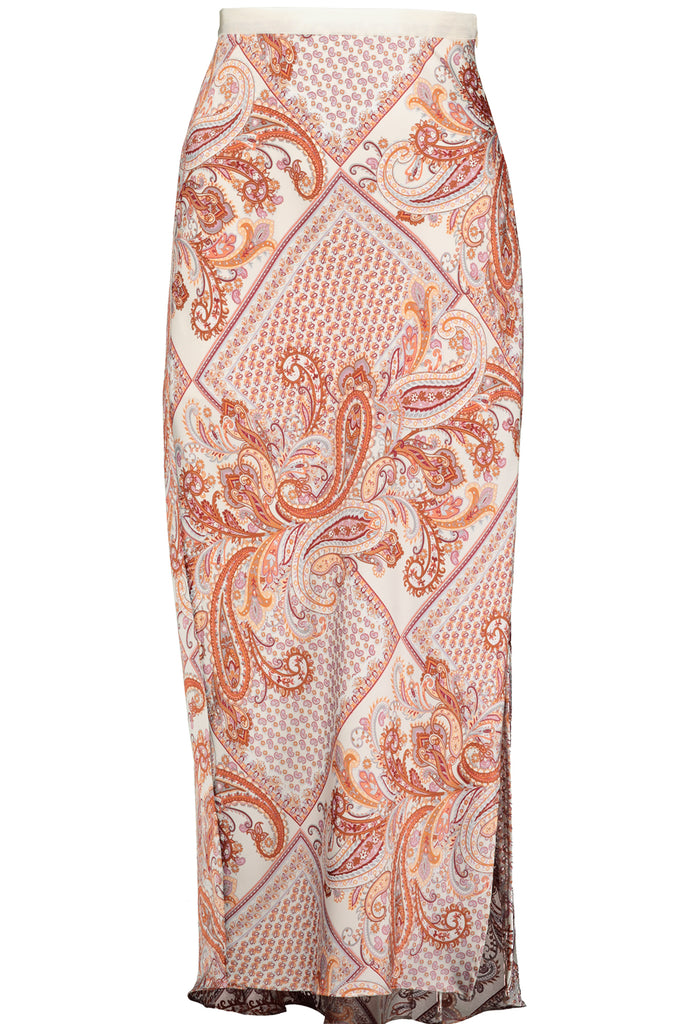 Bishop And Young Bonnes Vacances Tasso Slip Skirt In Coral Paisley-Skirts-Bishop And Young-Deja Nu Boutique, Women's Fashion Boutique in Lampasas, Texas