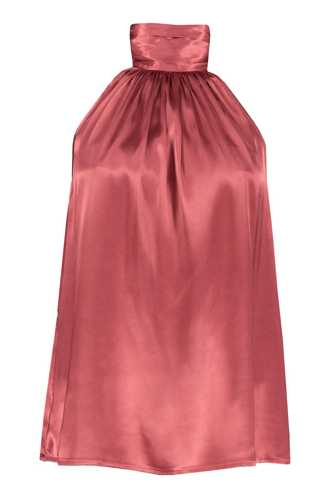 Bishop And Young Esme Tie Neck Halter Top In Rose Metallic-Camis/Tanks-Bishop And Young-Deja Nu Boutique, Women's Fashion Boutique in Lampasas, Texas