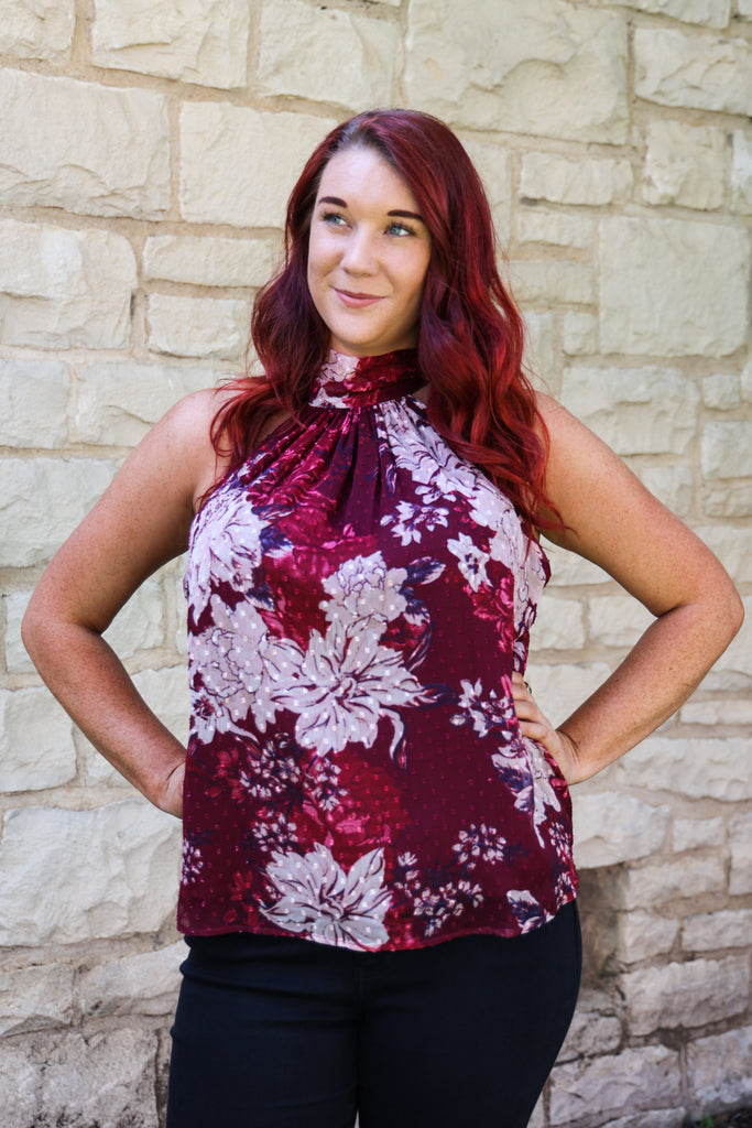 Bishop And Young Moon Light Mile Esme Tie Neck Top In Dahlia-Camis/Tanks-Bishop And Young-Deja Nu Boutique, Women's Fashion Boutique in Lampasas, Texas