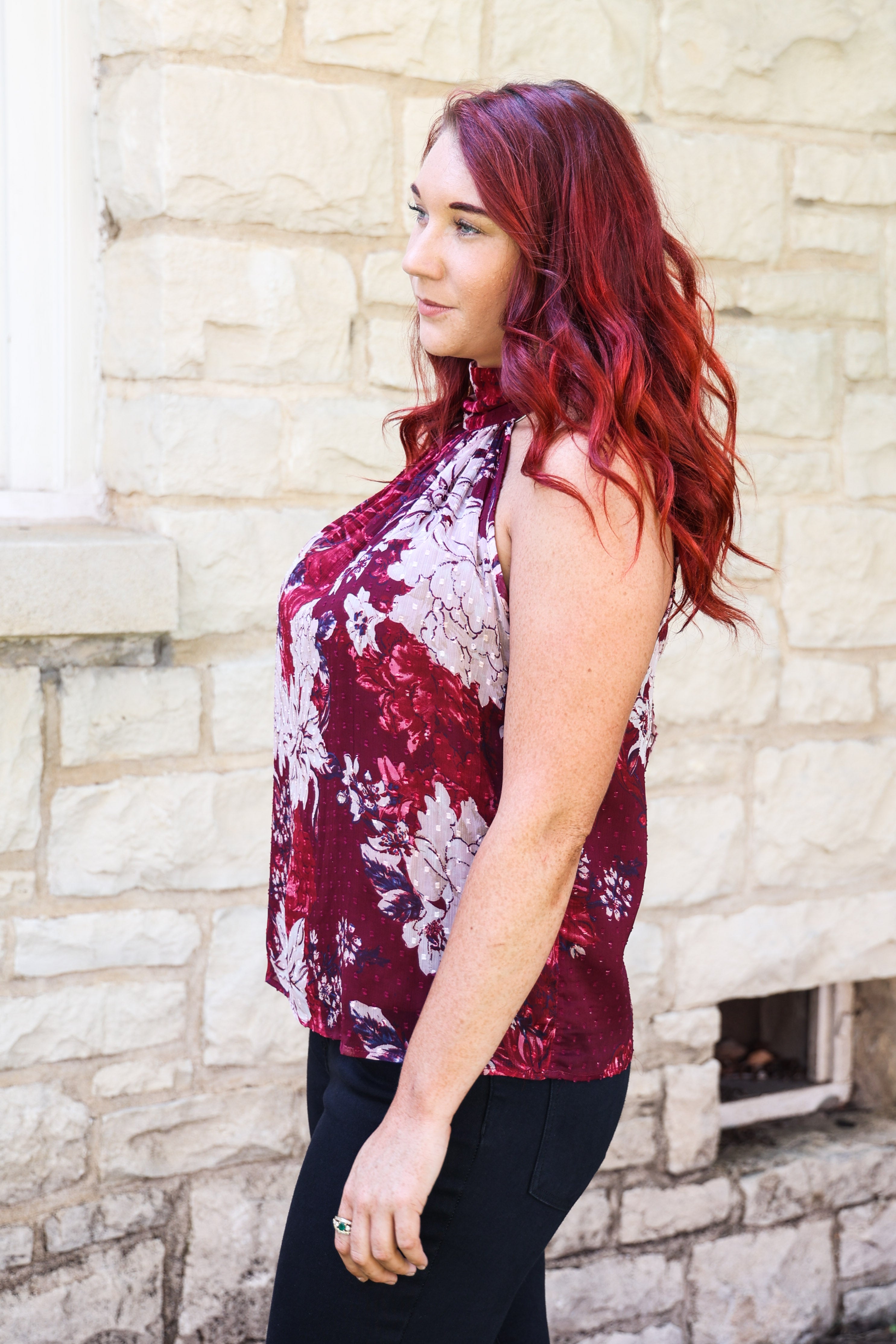 Bishop And Young Moon Light Mile Esme Tie Neck Top In Dahlia-Camis/Tanks-Bishop And Young-Deja Nu Boutique, Women's Fashion Boutique in Lampasas, Texas