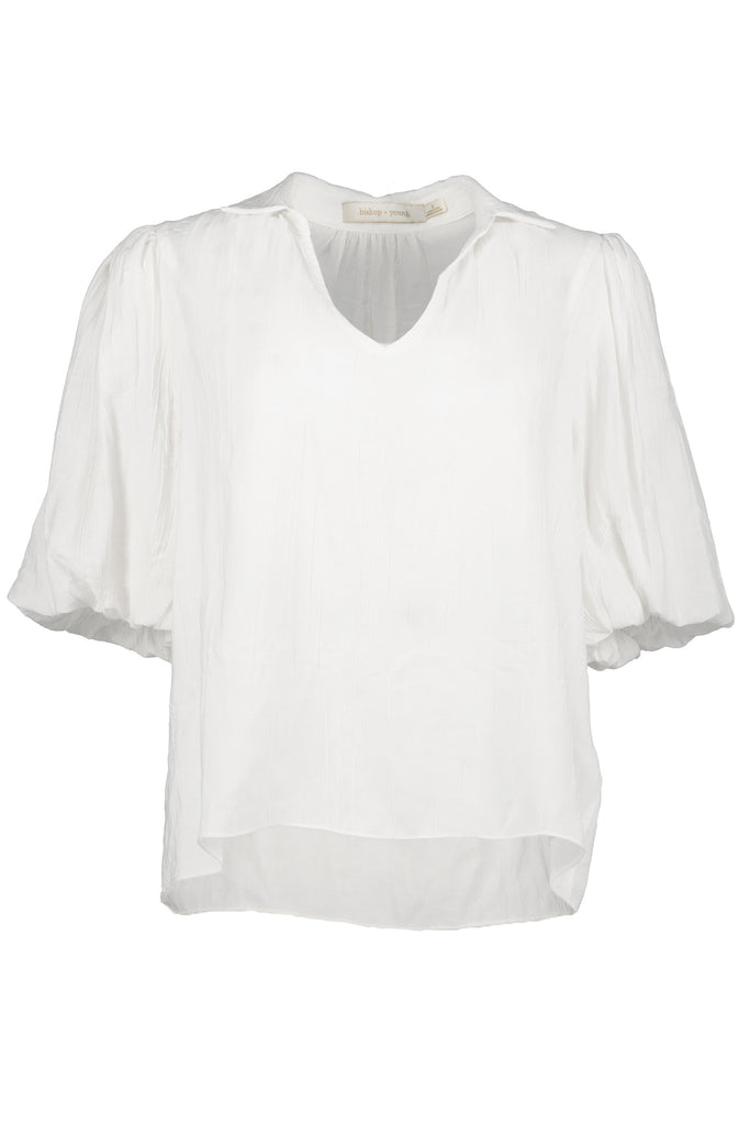Bishop And Young Ultra Violet Sofia Bubble Sleeve Top In Blanc-Short Sleeves-Bishop And Young-Deja Nu Boutique, Women's Fashion Boutique in Lampasas, Texas
