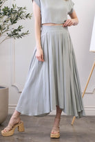 Blu pepper Pleated Solid Midi Skirt In Mint-Skirts-Blu Pepper-Deja Nu Boutique, Women's Fashion Boutique in Lampasas, Texas