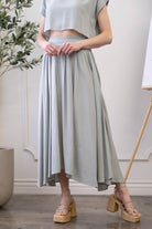 Blu pepper Pleated Solid Midi Skirt In Mint-Skirts-Blu Pepper-Deja Nu Boutique, Women's Fashion Boutique in Lampasas, Texas