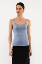 Blu pepper Solid Cami With Adjustable Straps In Dusty Blue-Camis/Tanks-Blu Pepper-Deja Nu Boutique, Women's Fashion Boutique in Lampasas, Texas