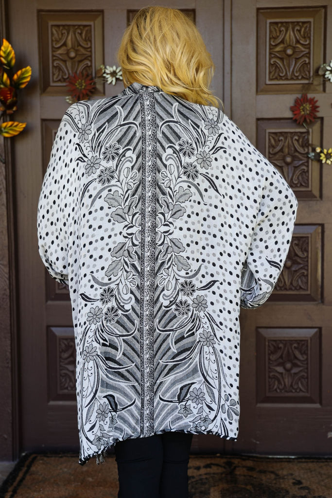 Bok Black And White Reversible Kimono #12-Cardigans & Kimonos-BOK-Deja Nu Boutique, Women's Fashion Boutique in Lampasas, Texas