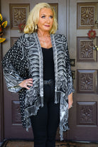 Bok Black And White Reversible Kimono #12-Cardigans & Kimonos-BOK-Deja Nu Boutique, Women's Fashion Boutique in Lampasas, Texas