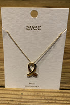 Breast Cancer Gold Ribbon Necklace-Necklaces-Deja Nu Tx-Deja Nu Boutique, Women's Fashion Boutique in Lampasas, Texas