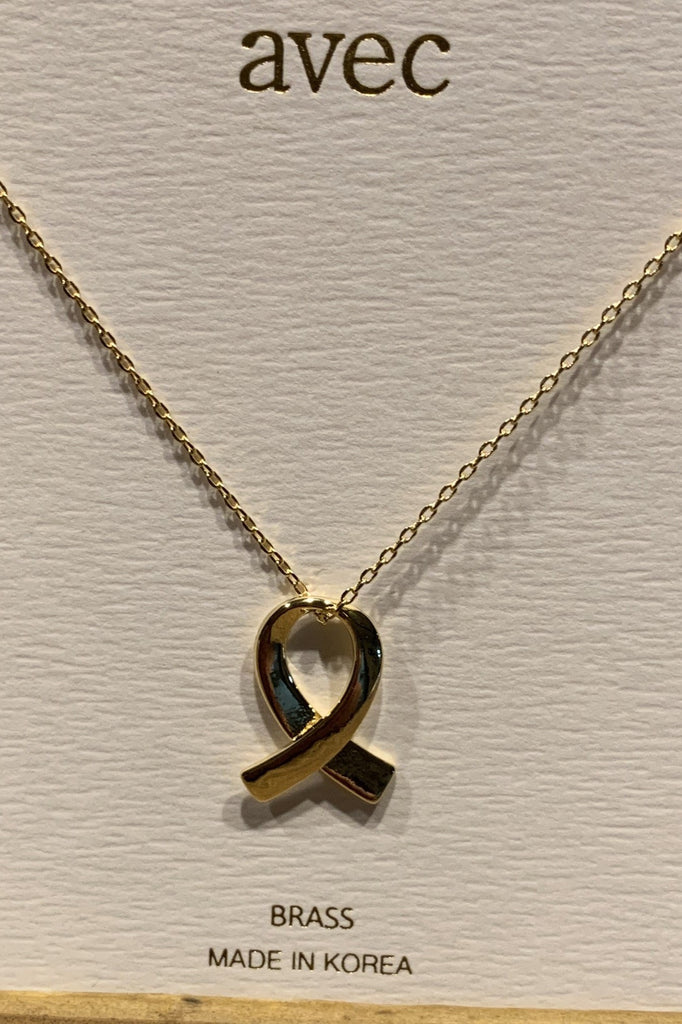 Breast Cancer Gold Ribbon Necklace-Necklaces-Deja Nu Tx-Deja Nu Boutique, Women's Fashion Boutique in Lampasas, Texas