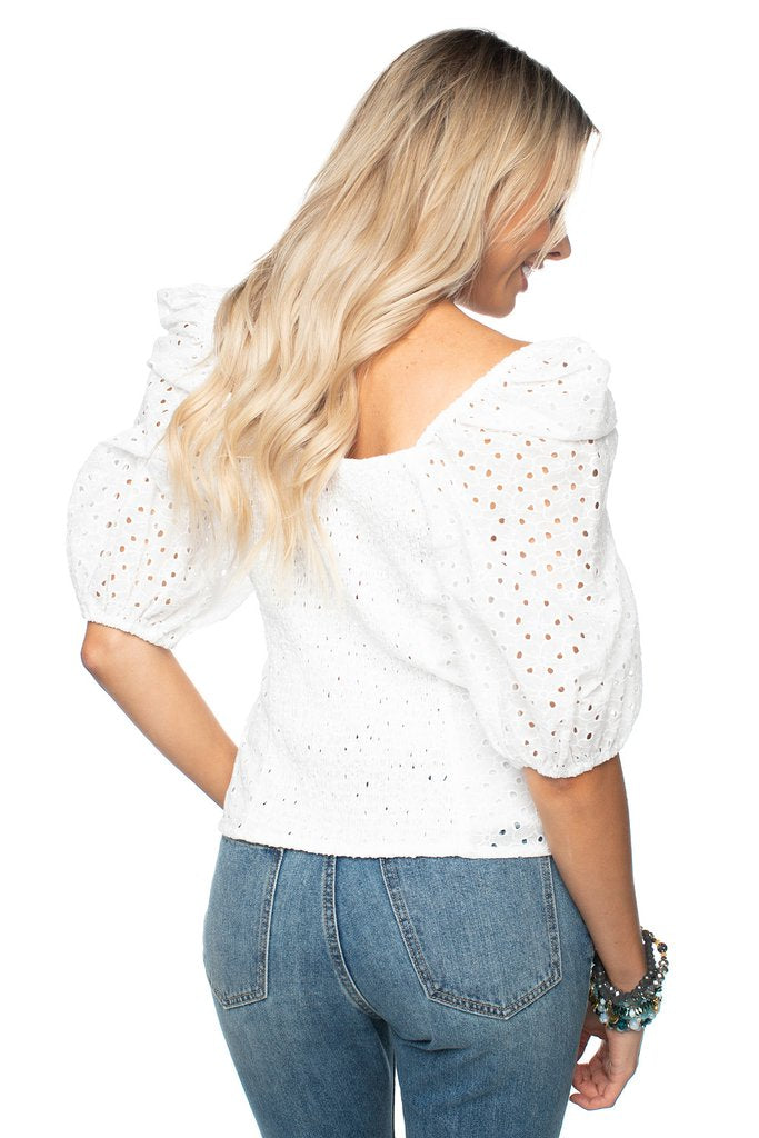 Buddy Love Eyelet Crop Top-Tops-Buddy Love-Deja Nu Boutique, Women's Fashion Boutique in Lampasas, Texas