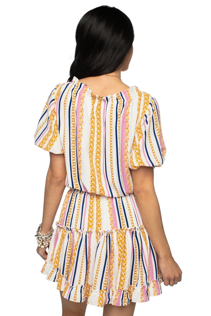 Buddy Love Ray Miami Multi-Color Short Dress w/Chain Print Detail-Dresses-Buddy Love-Deja Nu Boutique, Women's Fashion Boutique in Lampasas, Texas