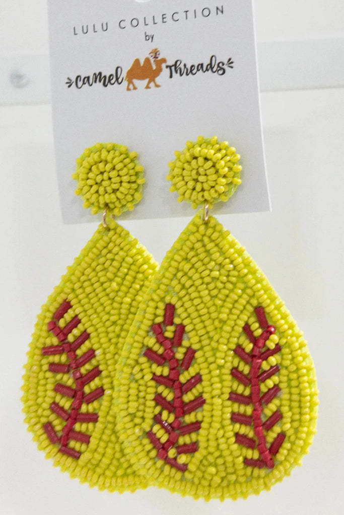 Camel Threads Seed Bead Softball Earrings-Earrings-Camel Threads-Deja Nu Boutique, Women's Fashion Boutique in Lampasas, Texas