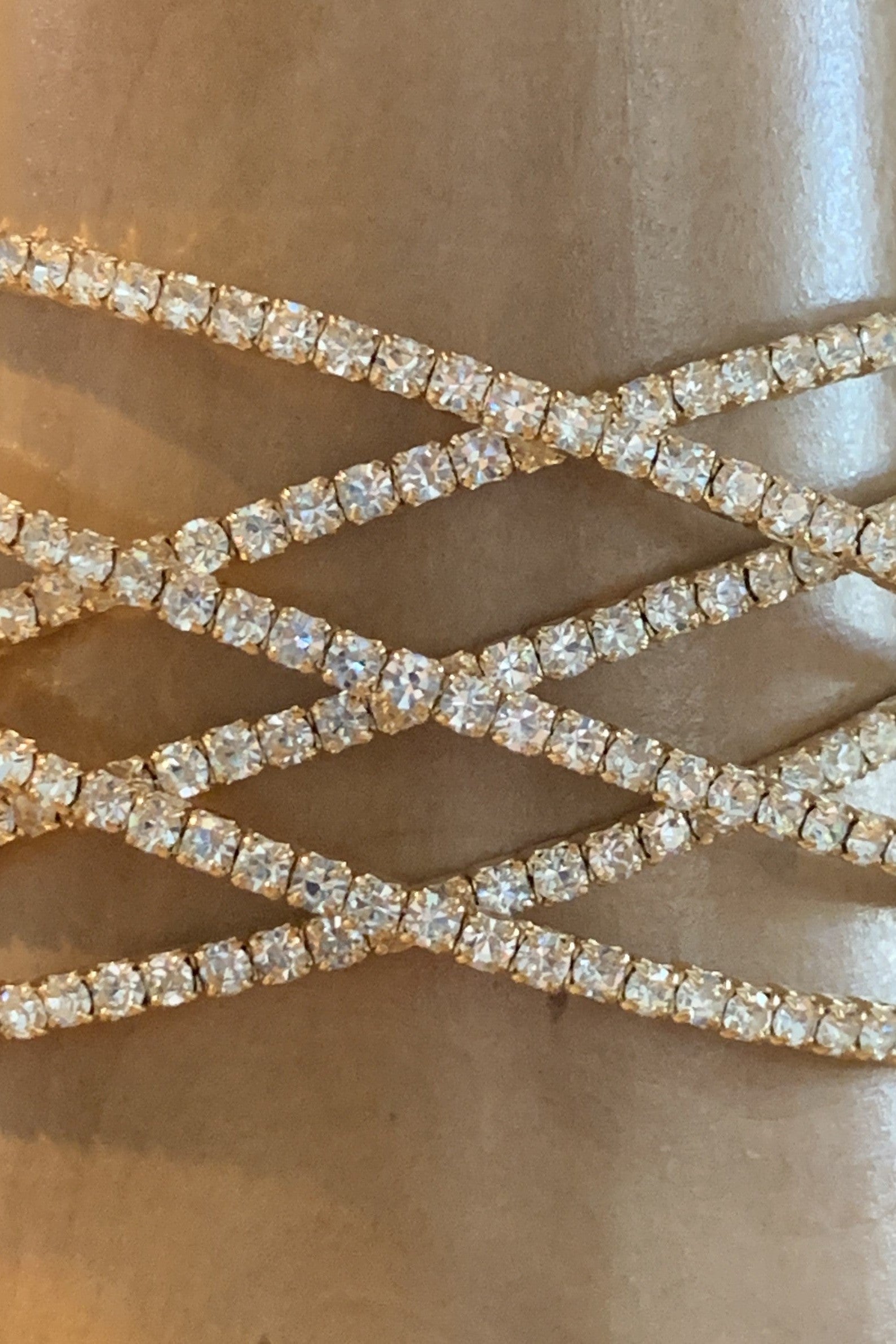 Crystal Avenue Cubic Zirconia Gold Crystal Bracelet-Bracelets-Crystal Avenue-Deja Nu Boutique, Women's Fashion Boutique in Lampasas, Texas