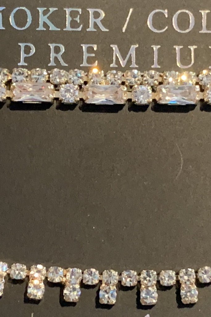 Crystal Avenue Premium Cubic Zirconia Rose Gold Double Choker Set-Necklaces-Crystal Avenue-Deja Nu Boutique, Women's Fashion Boutique in Lampasas, Texas
