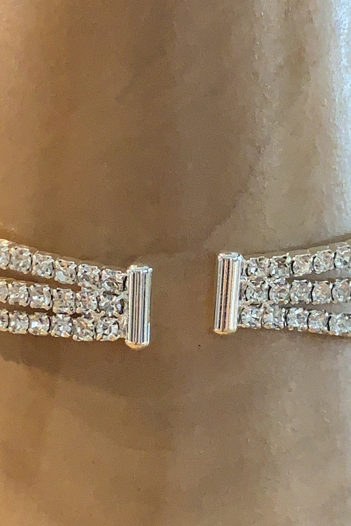 Crystal Avenue Premium Cubic Zirconia Silver Hinged Bracelet-Bracelets-Crystal Avenue-Deja Nu Boutique, Women's Fashion Boutique in Lampasas, Texas