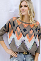 Davi And Dani Aztec Sequin Sweater-Sweaters-Davi and Dani-Deja Nu Boutique, Women's Fashion Boutique in Lampasas, Texas