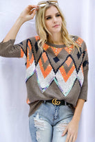 Davi And Dani Aztec Sequin Sweater-Sweaters-Davi and Dani-Deja Nu Boutique, Women's Fashion Boutique in Lampasas, Texas