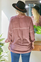 Davi And Dani Blush Solid Button Down Long Sleeve Shirt - Plus-Curvy/Plus Tops-Davi and Dani-Deja Nu Boutique, Women's Fashion Boutique in Lampasas, Texas