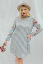 Davi And Dani Keyhole Stripe Plus Dress-Curvy/Plus Dresses-Davi and Dani-Deja Nu Boutique, Women's Fashion Boutique in Lampasas, Texas