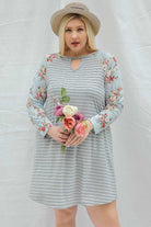 Davi And Dani Keyhole Stripe Plus Dress-Curvy/Plus Dresses-Davi and Dani-Deja Nu Boutique, Women's Fashion Boutique in Lampasas, Texas