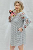 Davi And Dani Keyhole Stripe Plus Dress-Curvy/Plus Dresses-Davi and Dani-Deja Nu Boutique, Women's Fashion Boutique in Lampasas, Texas