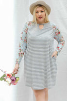 Davi And Dani Keyhole Stripe Plus Dress-Curvy/Plus Dresses-Davi and Dani-Deja Nu Boutique, Women's Fashion Boutique in Lampasas, Texas