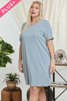 Davi And Dani Pinstripe Plus Tee Dress-Curvy/Plus Short Dresses-Davi and Dani-Deja Nu Boutique, Women's Fashion Boutique in Lampasas, Texas