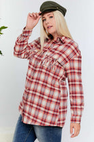 Davi And Dani Red Plaid Button Up Plus Shirt-Curvy/Plus Tops-Davi and Dani-Deja Nu Boutique, Women's Fashion Boutique in Lampasas, Texas