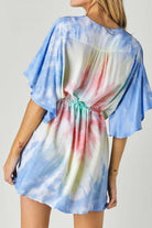 Davi And Dani Tie Dye V Neck Button Down Cover Up Top-Tops-Davi and Dani-Deja Nu Boutique, Women's Fashion Boutique in Lampasas, Texas